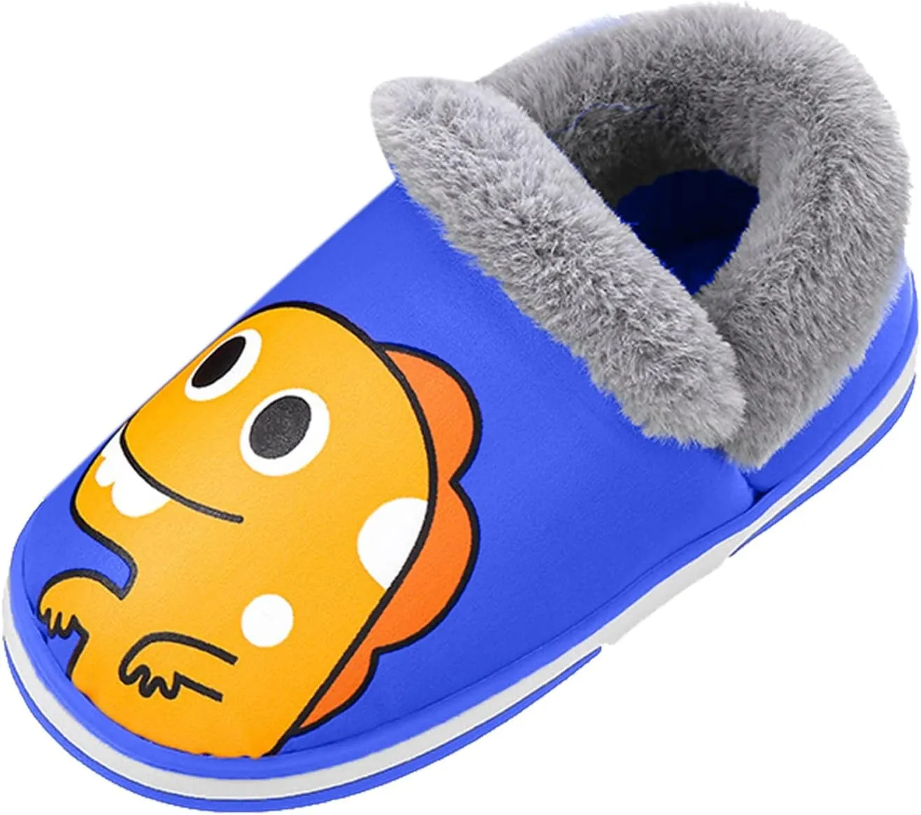 2-11 Years Toddler Slippers Boys Warm Cute Cartoon Slippers Booties Kids Girls Plush Fur Indoor House Home Shoes