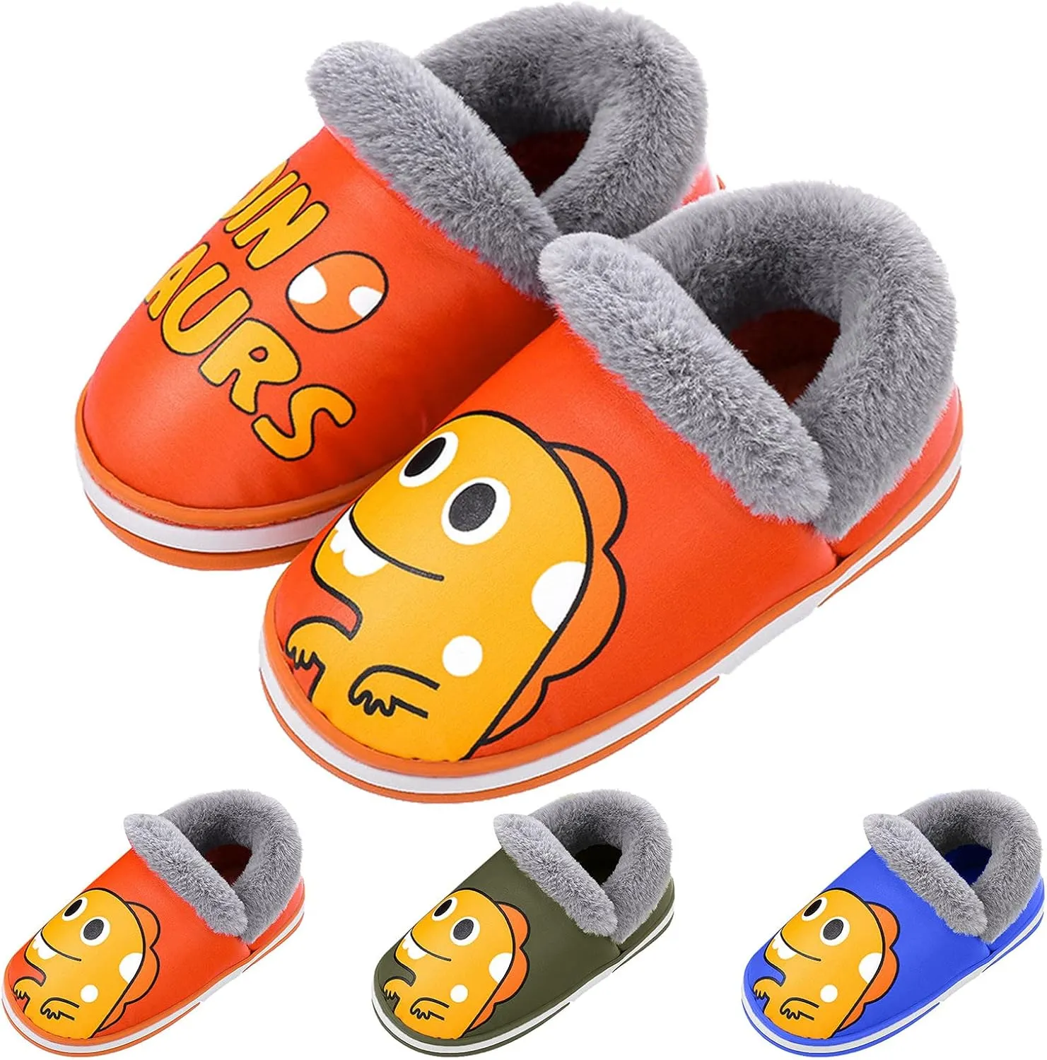 2-11 Years Toddler Slippers Boys Warm Cute Cartoon Slippers Booties Kids Girls Plush Fur Indoor House Home Shoes
