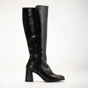 Adele - Black Patent Knee High Boots