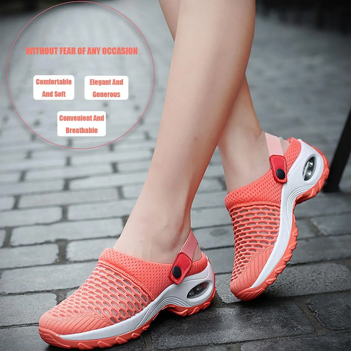 Air Cushion Slip-On Walking Shoes Orthopedic Diabetic Walking Shoes, Mesh Breathable Arch Support Slip-On Slippers Sandals