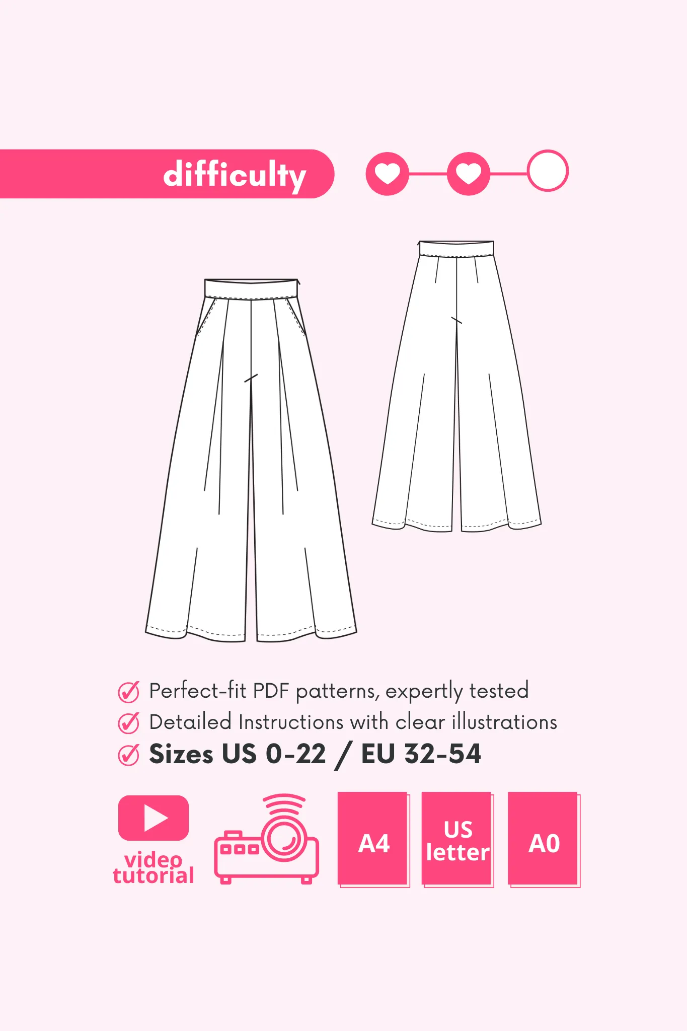 AMALIA - Wide Leg Pants Pattern