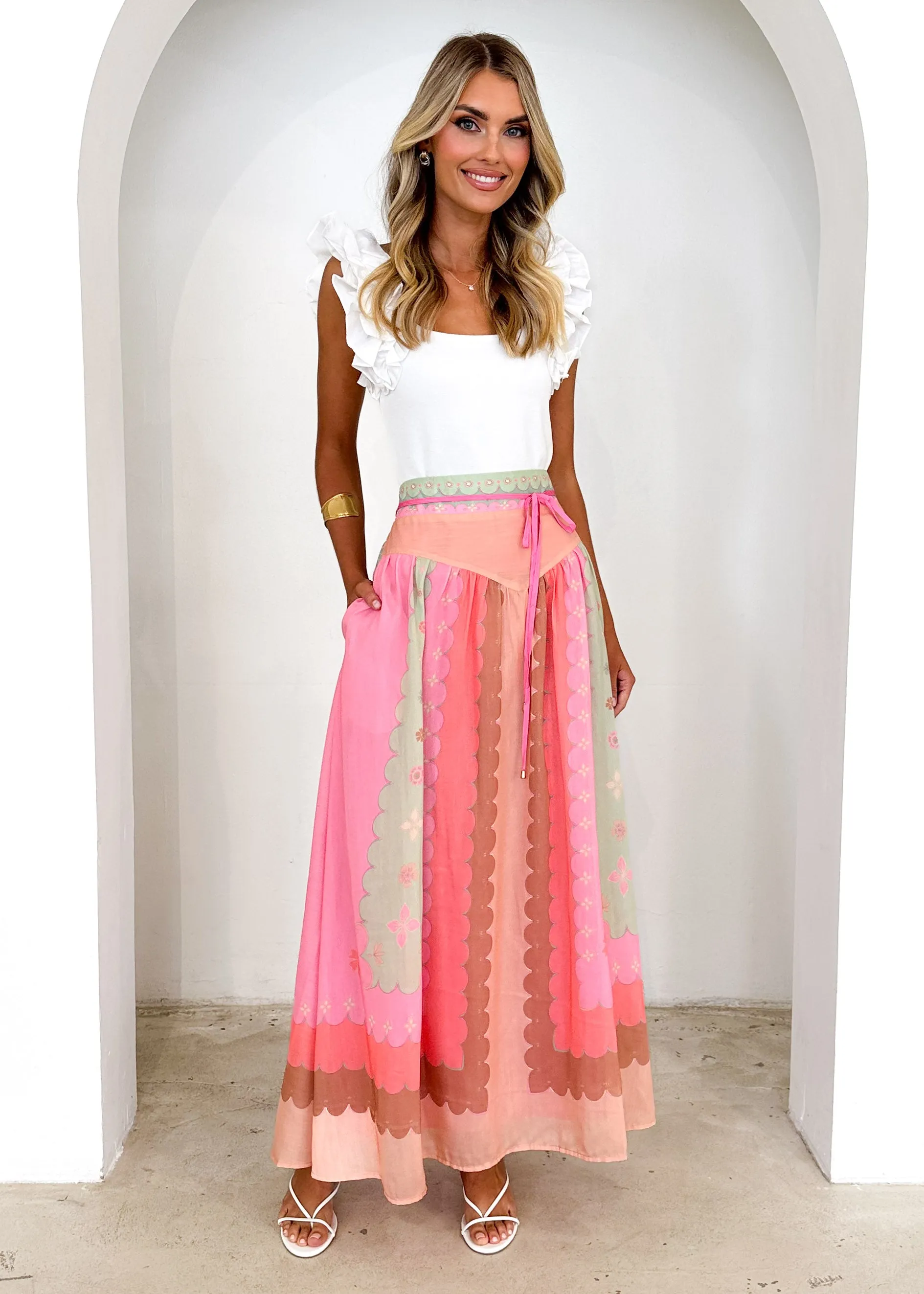 Amity Maxi Skirt - Melon Floral