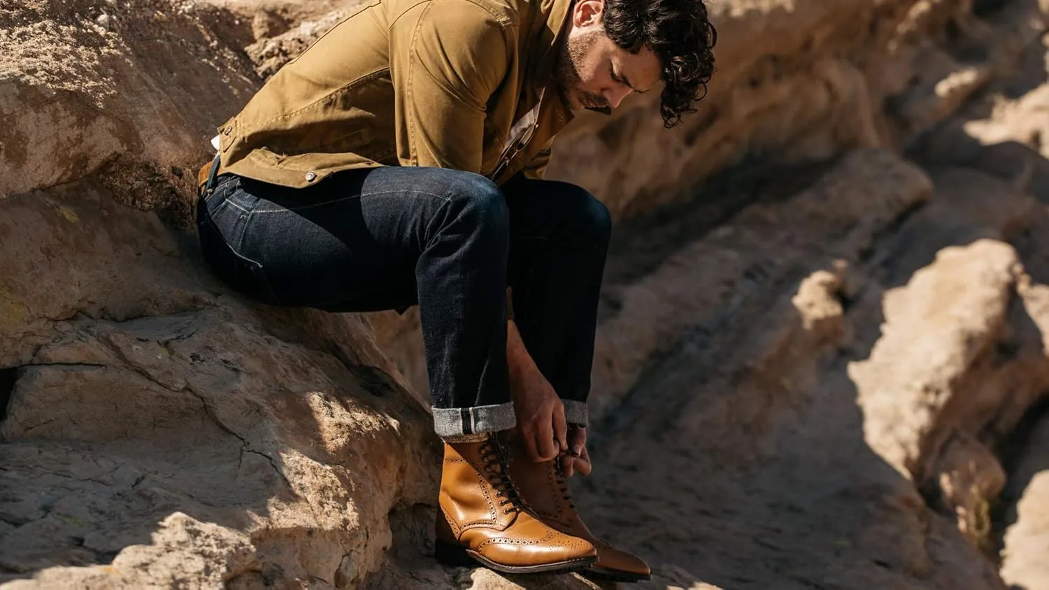 Anthony Veer Grant Wingtip Dress Boots for Men | Lace-Up | Brogue Design | Goodyear Welt Construction | Commando Rubber Outsole & Ortholite Cushioned Footbed | Full Grain Calfskin Leather