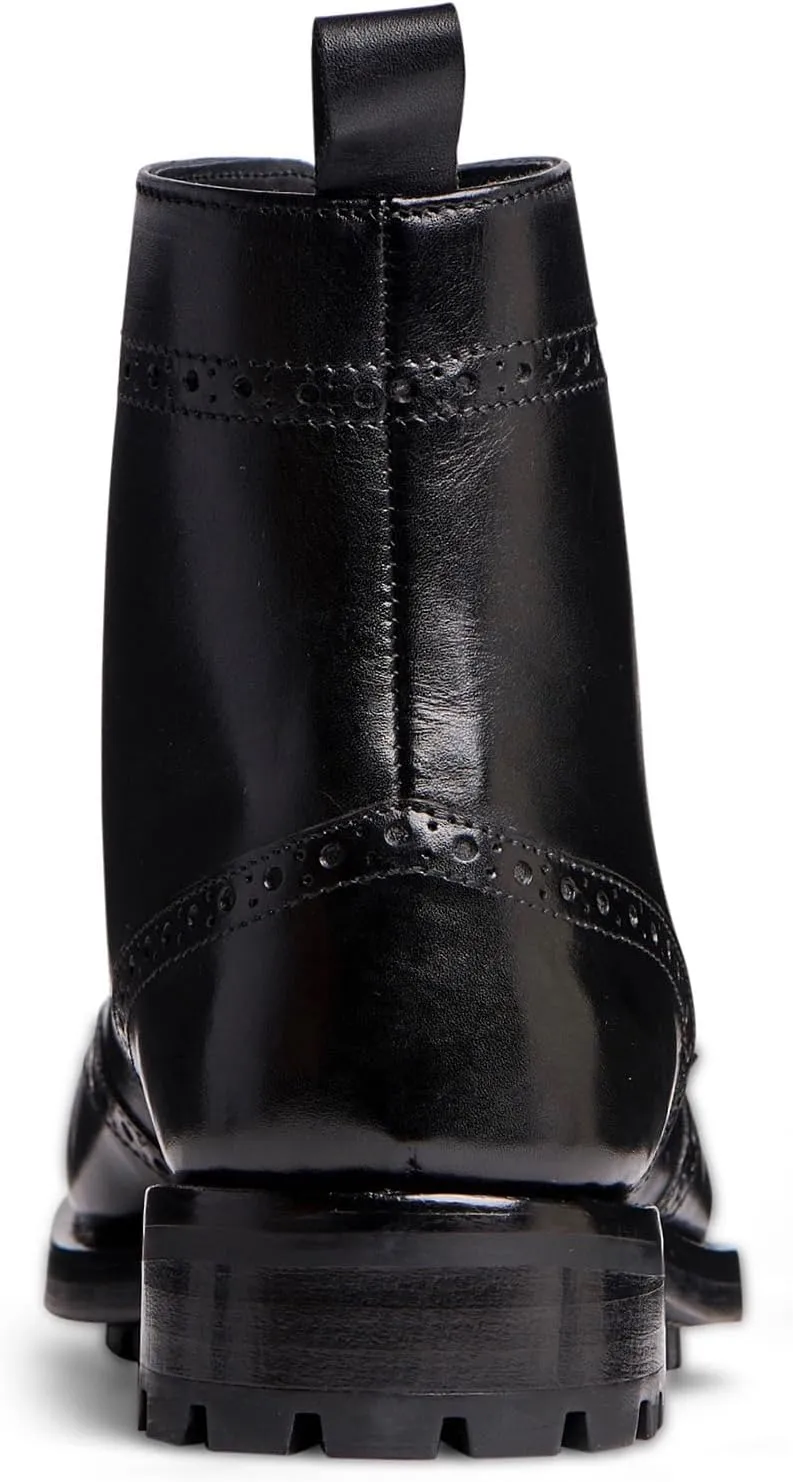 Anthony Veer Grant Wingtip Dress Boots for Men | Lace-Up | Brogue Design | Goodyear Welt Construction | Commando Rubber Outsole & Ortholite Cushioned Footbed | Full Grain Calfskin Leather