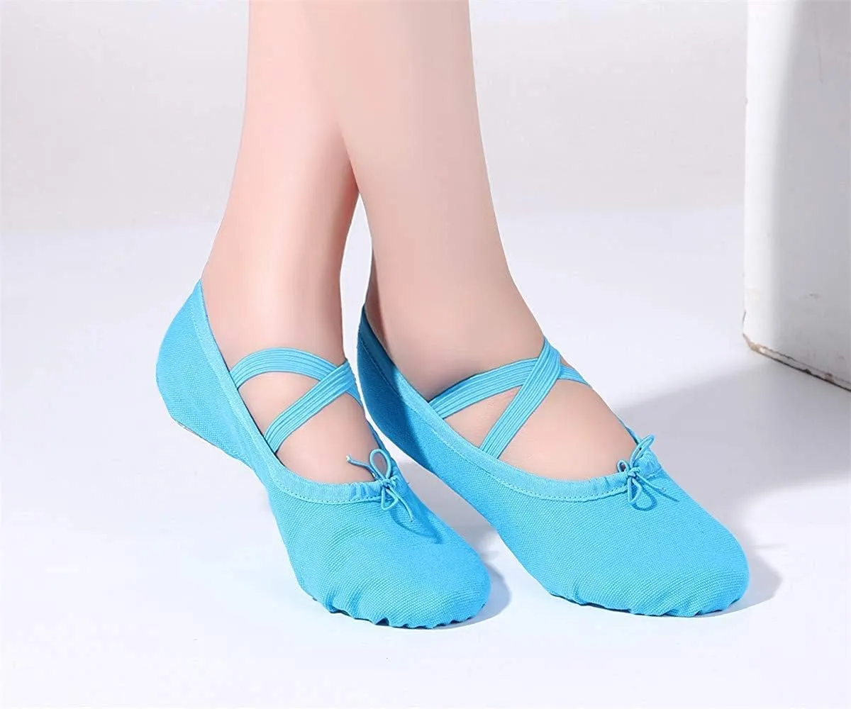 Ballet Canvas Dance Shoes Gymnastics Yoga Shoes Soft Canvas Flat Shoes for Children, Adults