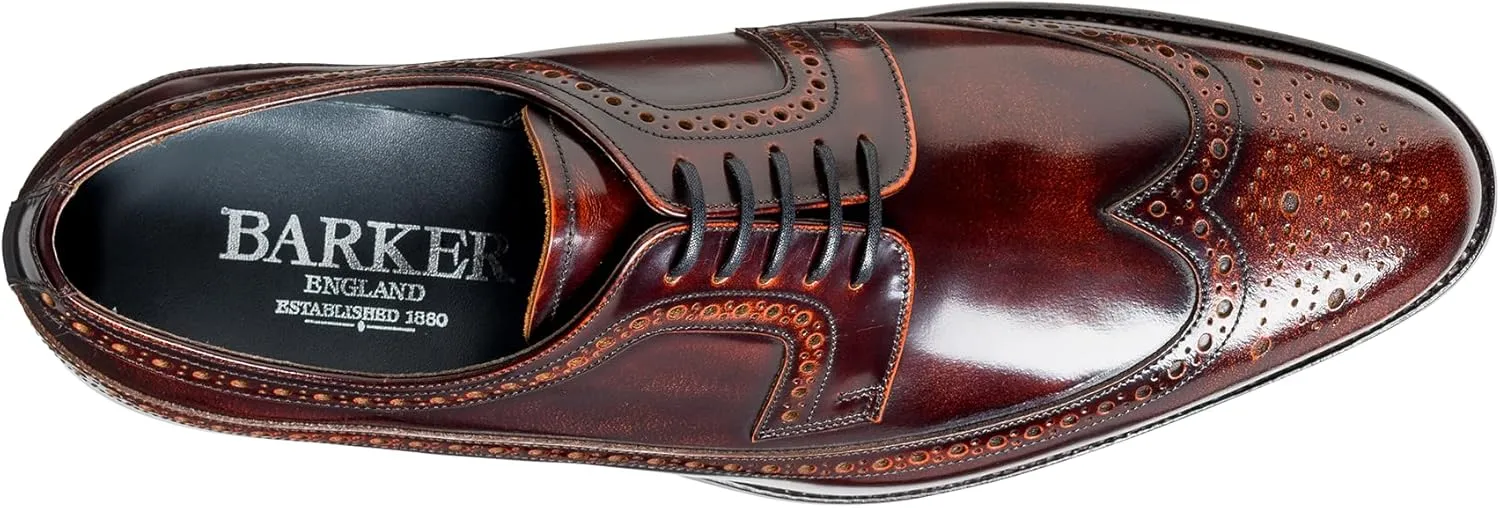 BARKER Woodbridge Men's Handmade Leather Oxford Brogue Dress Shoes ?C Goodyear Welted, Full Hi-Shine Calf Leather, Formal Business & Wedding Footwear