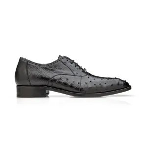 Belvedere Orlando D01 Men's Shoes Black Genuine Ostrich Formal Oxfords (BV3136)