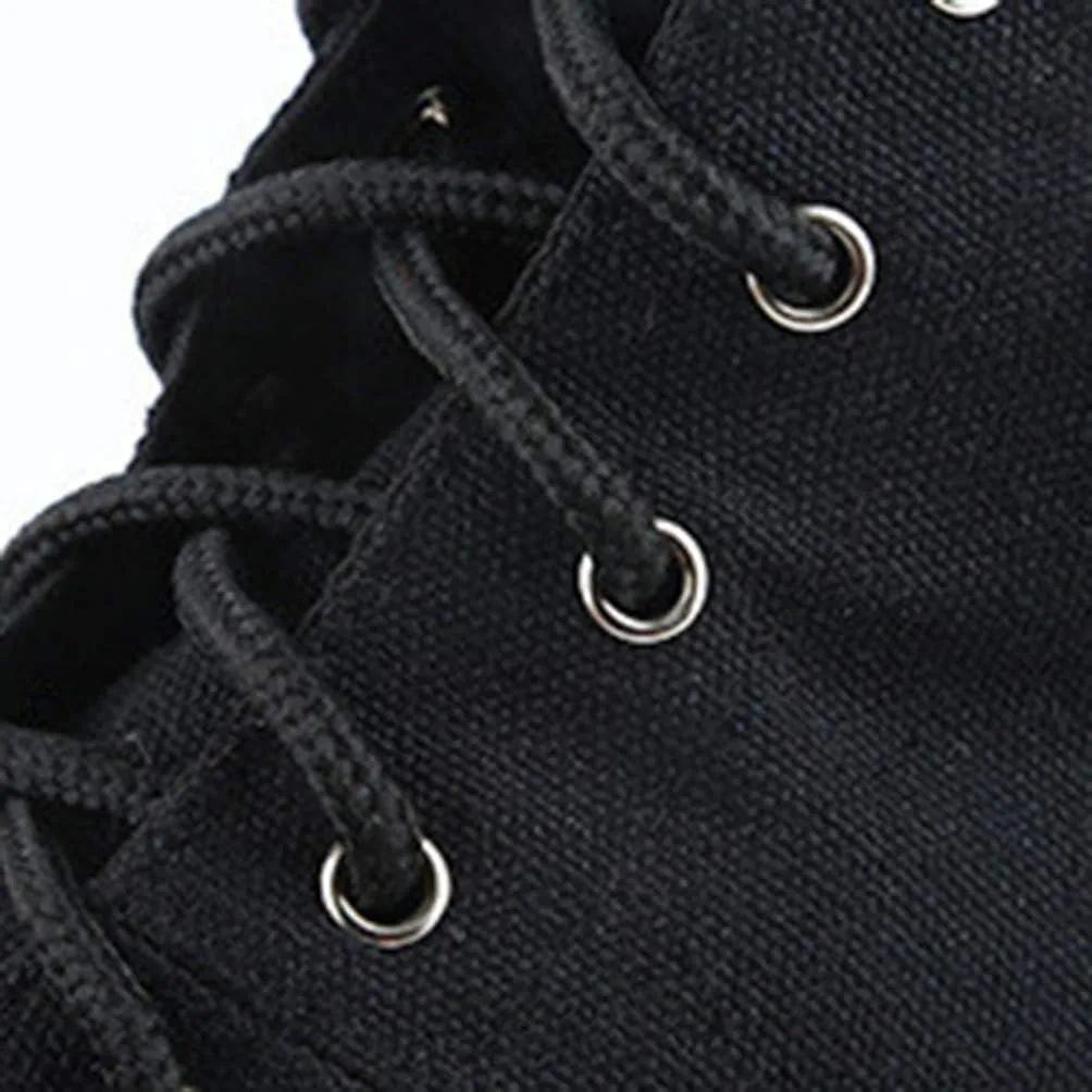 BESPORTBLE High Top Canvas Jazz Dancing Shoes Flat Jazz Boots Practice Dancing Shoes for Women Men Size 44 (Black)