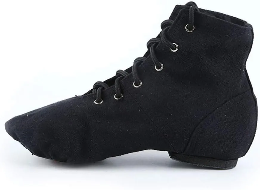 BESPORTBLE High Top Canvas Jazz Dancing Shoes Flat Jazz Boots Practice Dancing Shoes for Women Men Size 44 (Black)