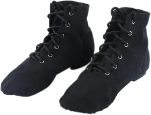 BESPORTBLE High Top Canvas Jazz Dancing Shoes Flat Jazz Boots Practice Dancing Shoes for Women Men Size 44 (Black)