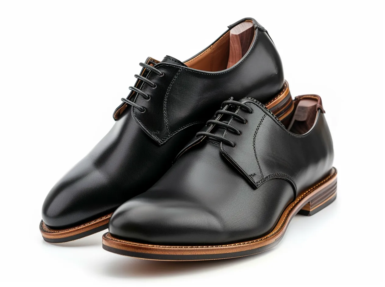 Black Leather Wheatfield Oxford Derby Shoes- Summer 2024 Collection