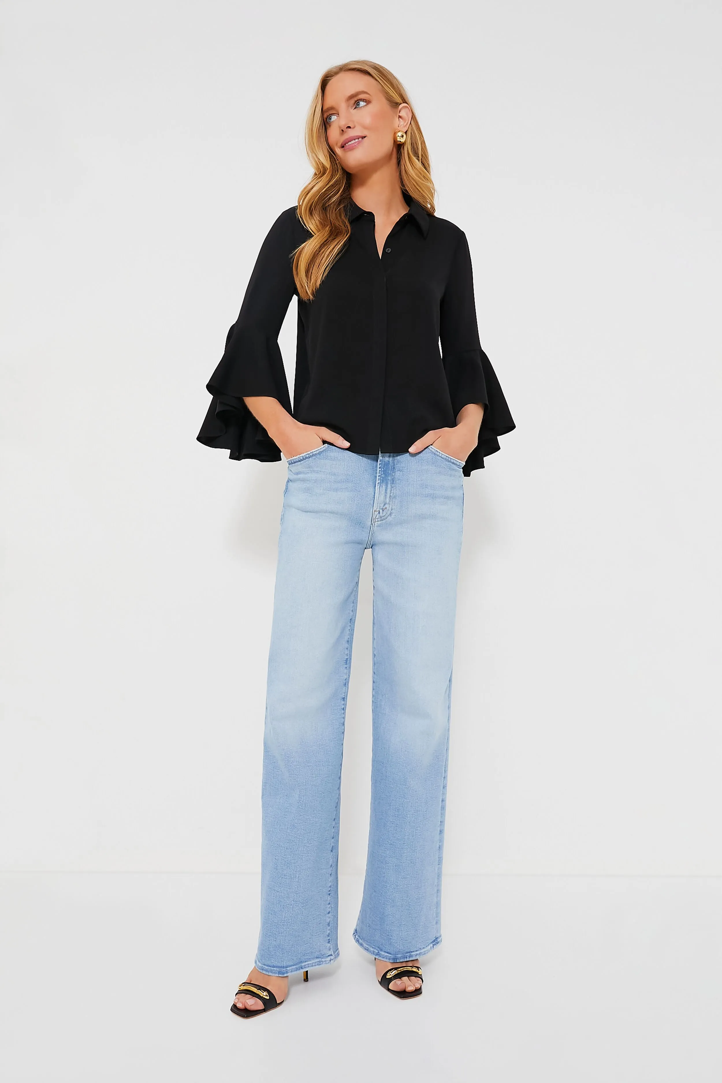 Black Norah Bell Sleeve Blouse