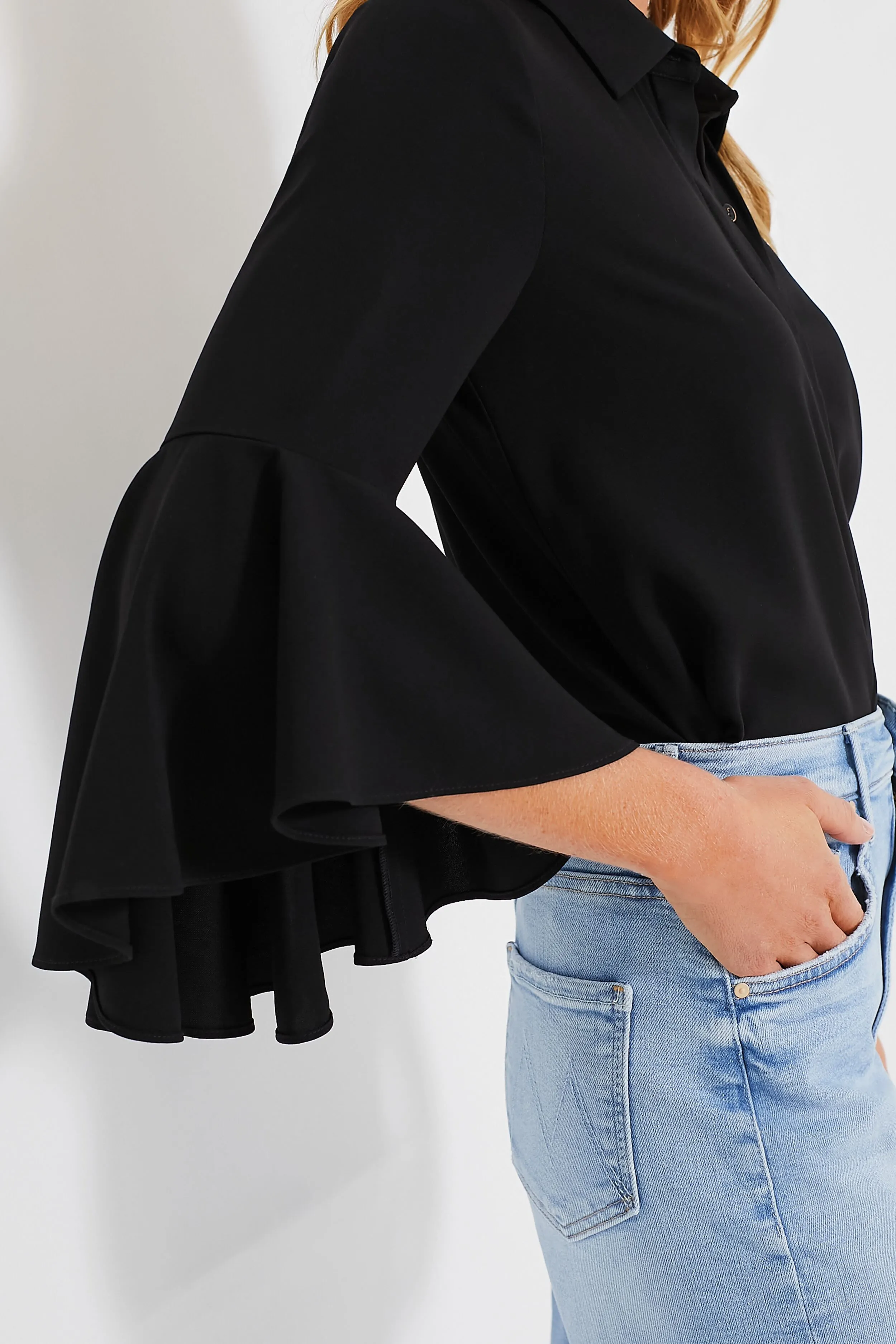 Black Norah Bell Sleeve Blouse