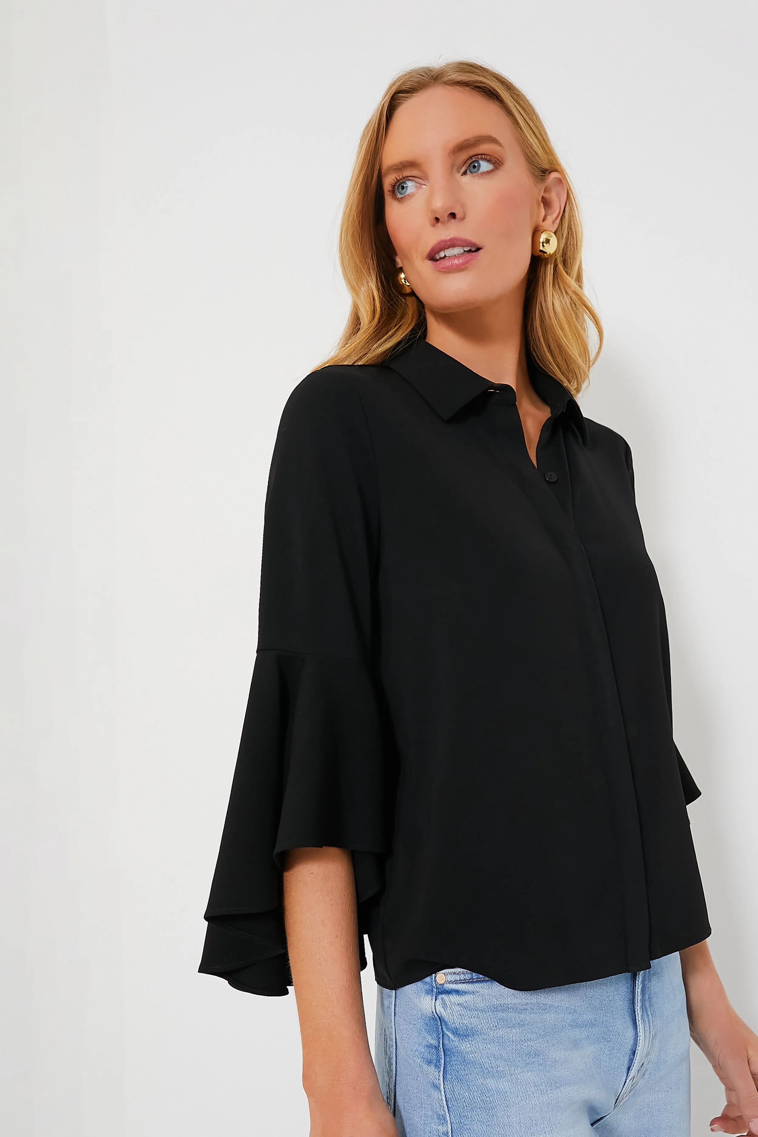 Black Norah Bell Sleeve Blouse