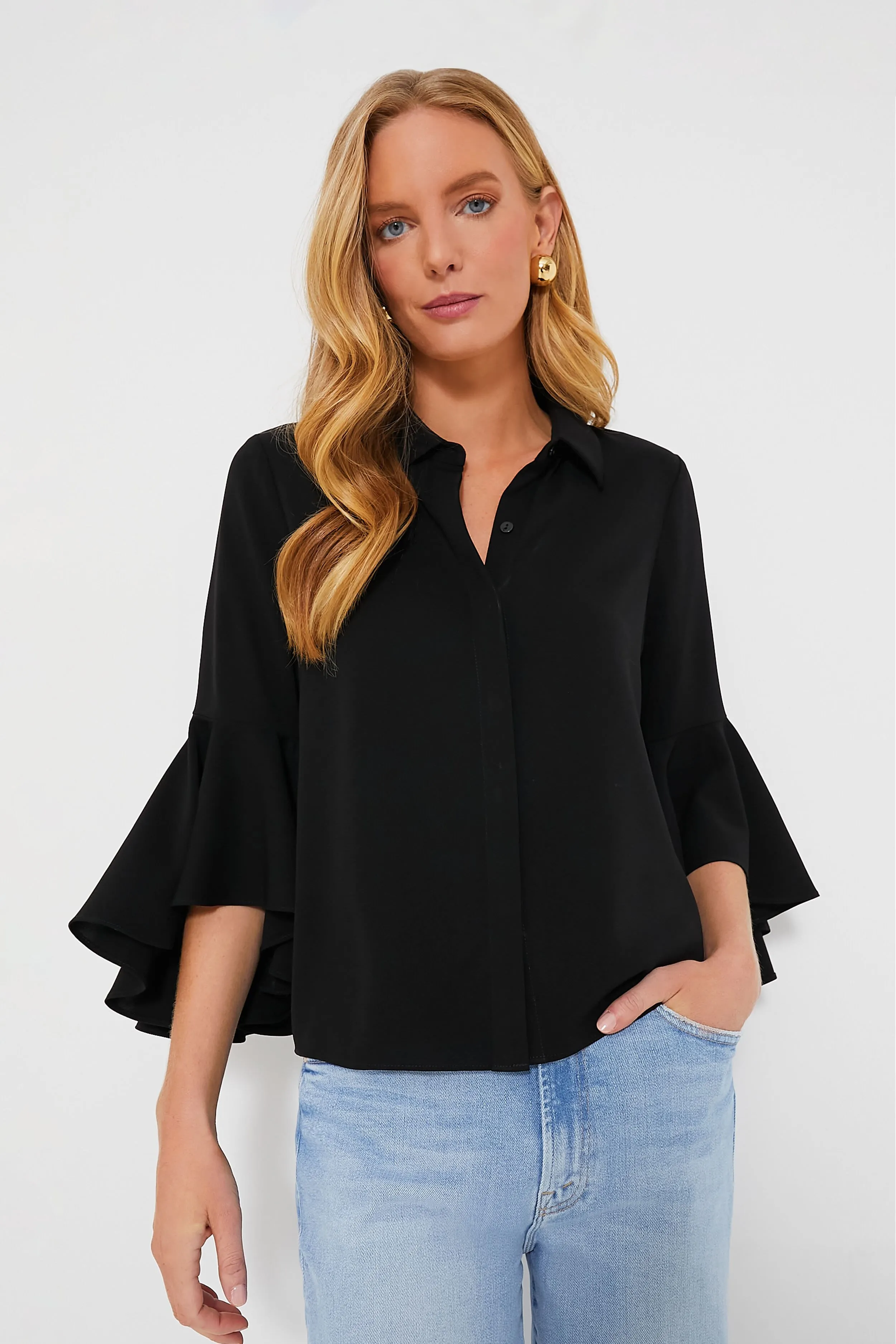 Black Norah Bell Sleeve Blouse