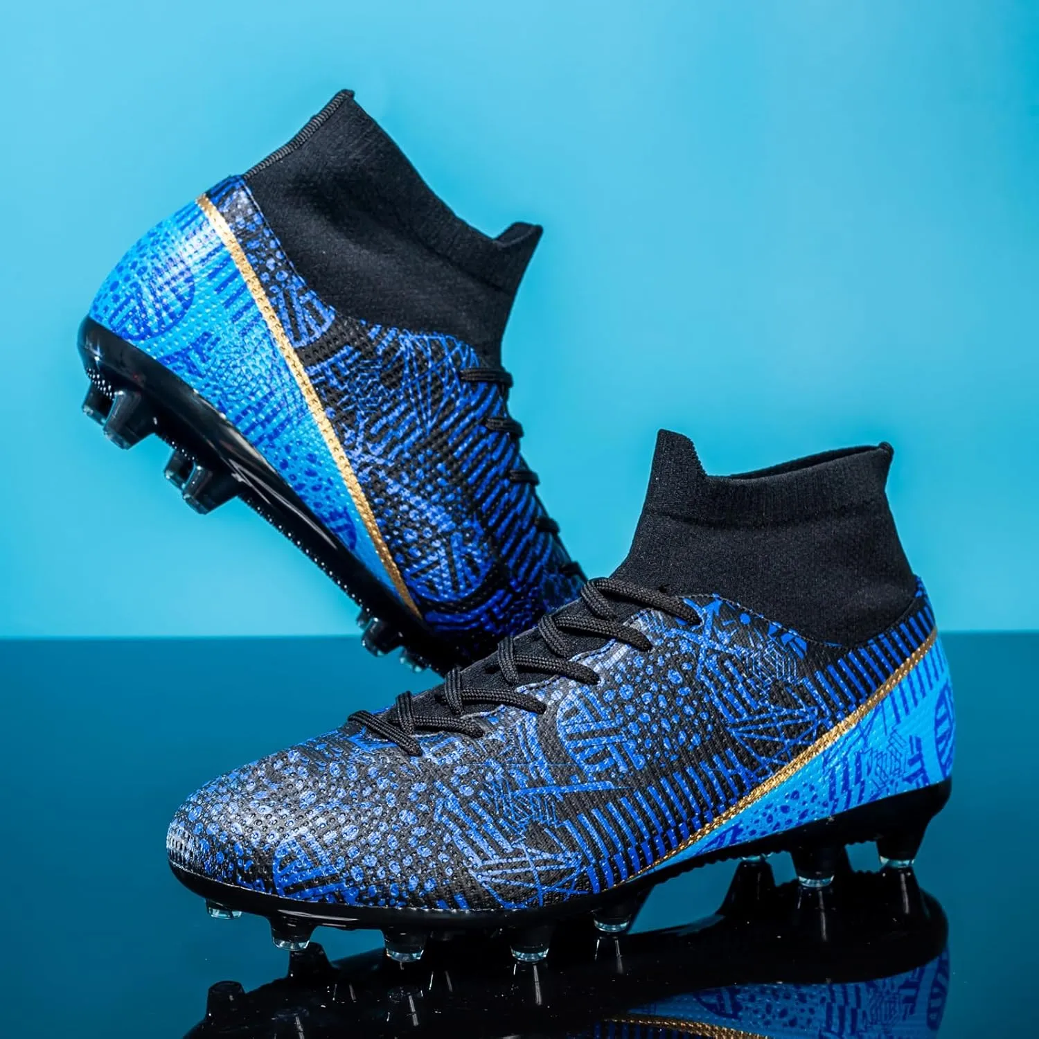 Boys Girls Soccer Cleats Kids Soccer Shoes High Top Training Youth Football Cleats Outdoor Football Shoes