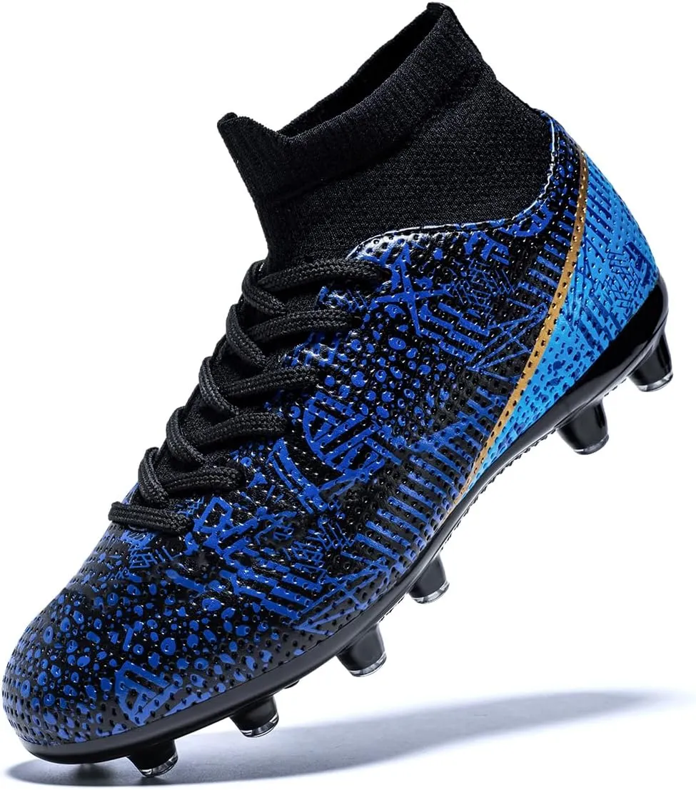 Boys Girls Soccer Cleats Kids Soccer Shoes High Top Training Youth Football Cleats Outdoor Football Shoes