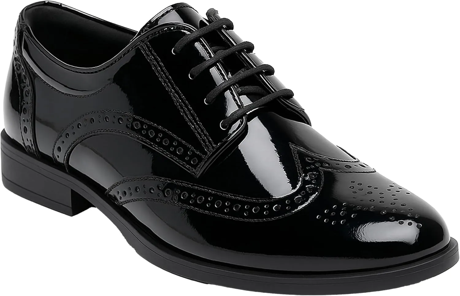 Boys?? Patent Derby Dress Shoes, Wingtip Brogue Lace-Up Wedding Prom Formal Footwear