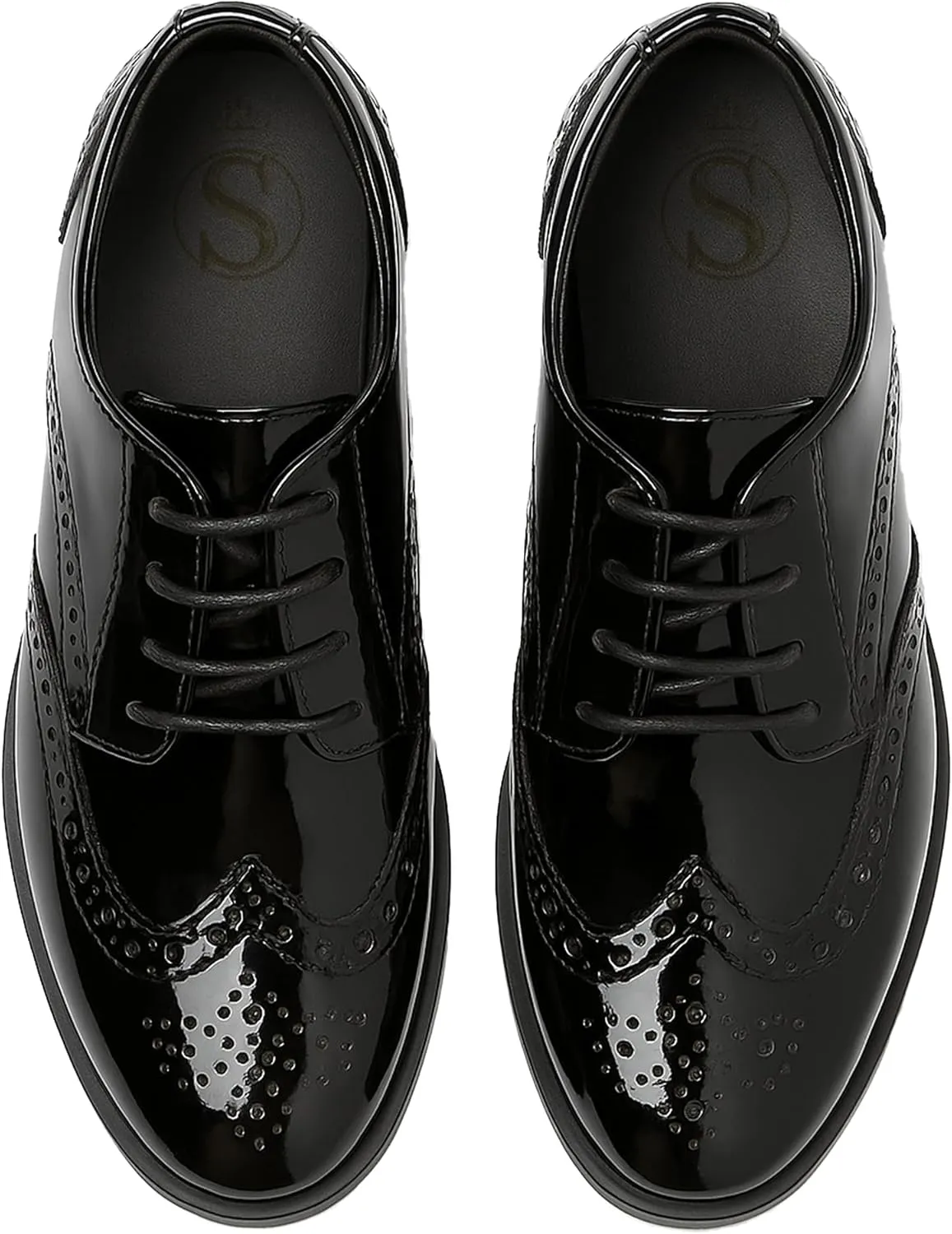 Boys?? Patent Derby Dress Shoes, Wingtip Brogue Lace-Up Wedding Prom Formal Footwear