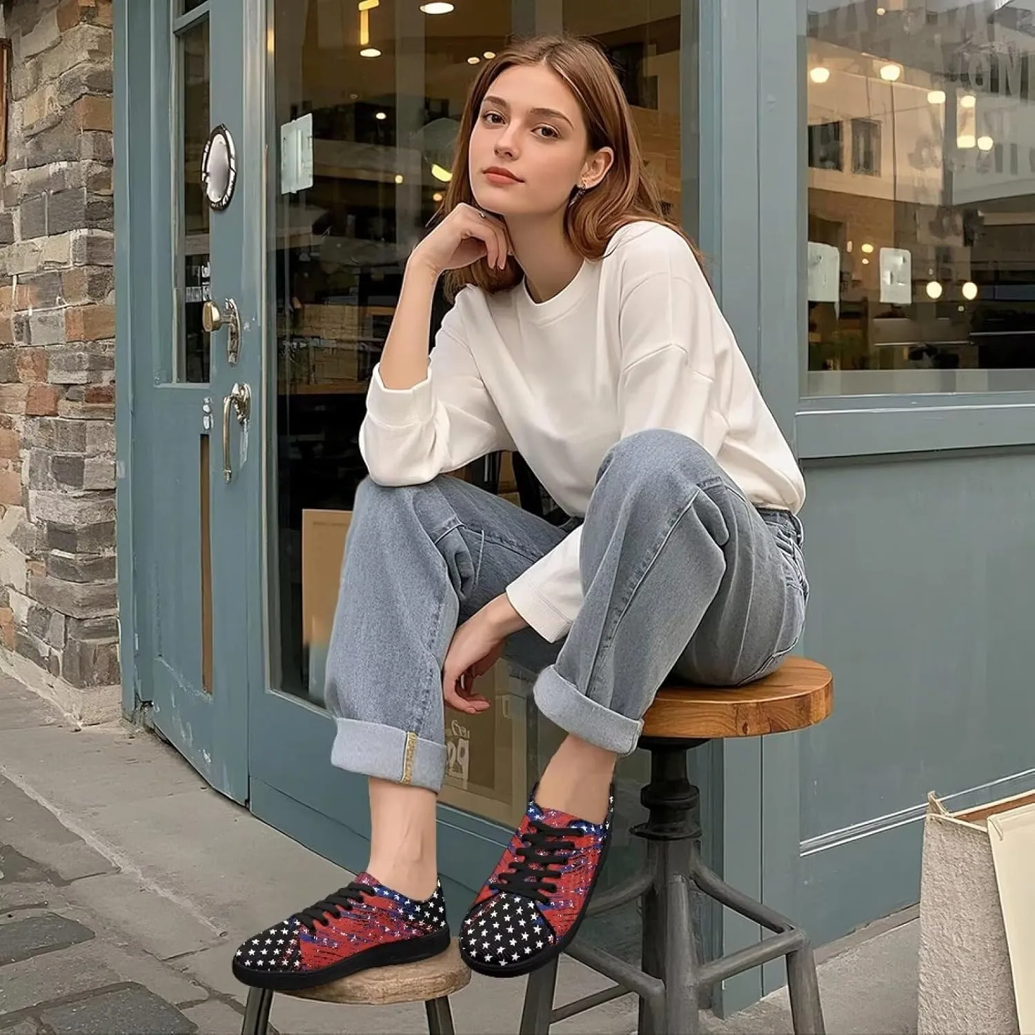 Canvas Shoes Lace-Up Low Top Sneakers Womens Fashion Casual Shoes Walking Comfortable Platform Canvas Sneakers