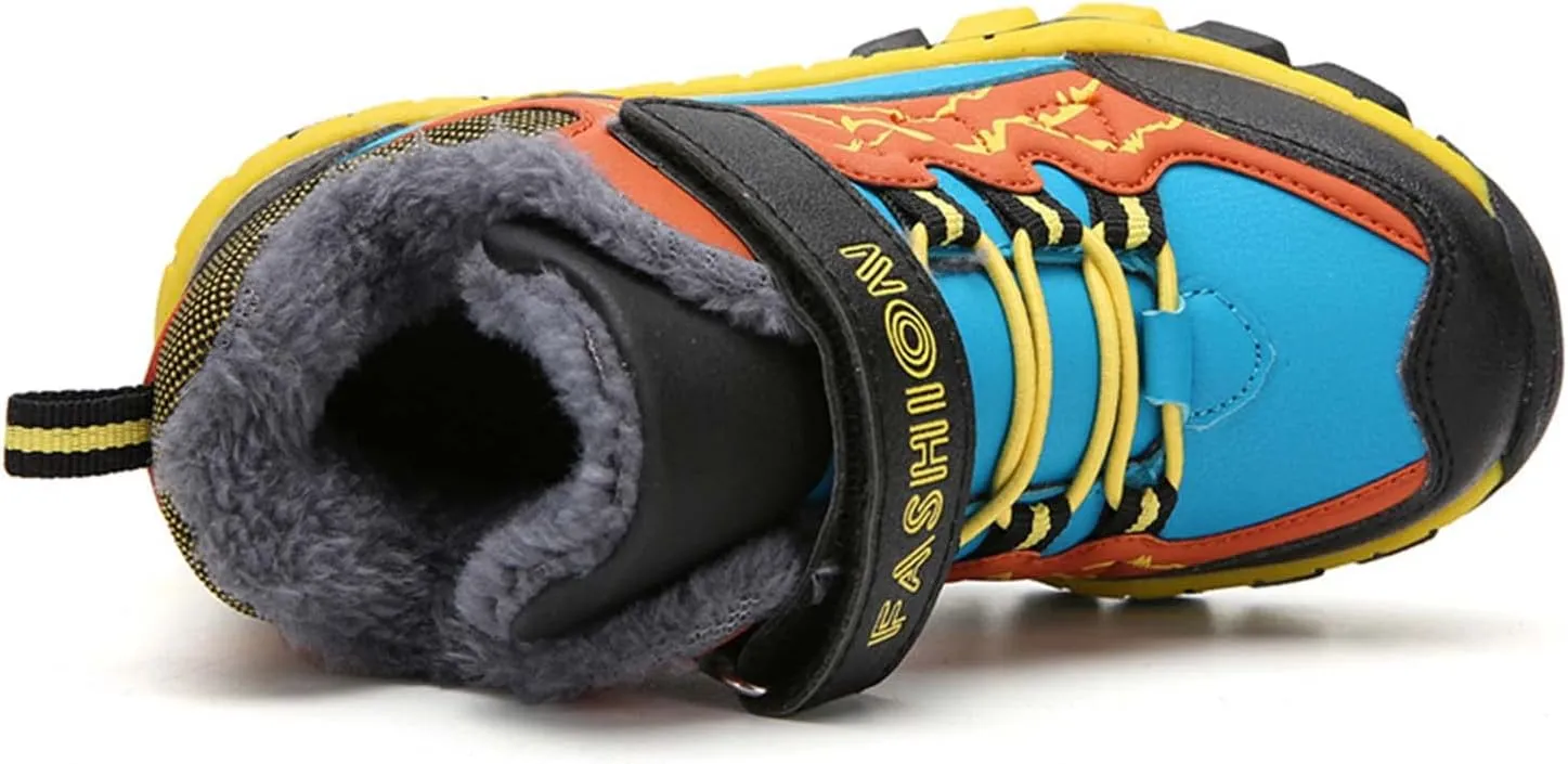 CERYTHRINA Kids Hiking Boots Boys Snow Boots Warm Non Slip Winter Boots Outdoor Camping Shoes Snow Sports Shoes