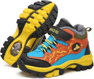 CERYTHRINA Kids Hiking Boots Boys Snow Boots Warm Non Slip Winter Boots Outdoor Camping Shoes Snow Sports Shoes