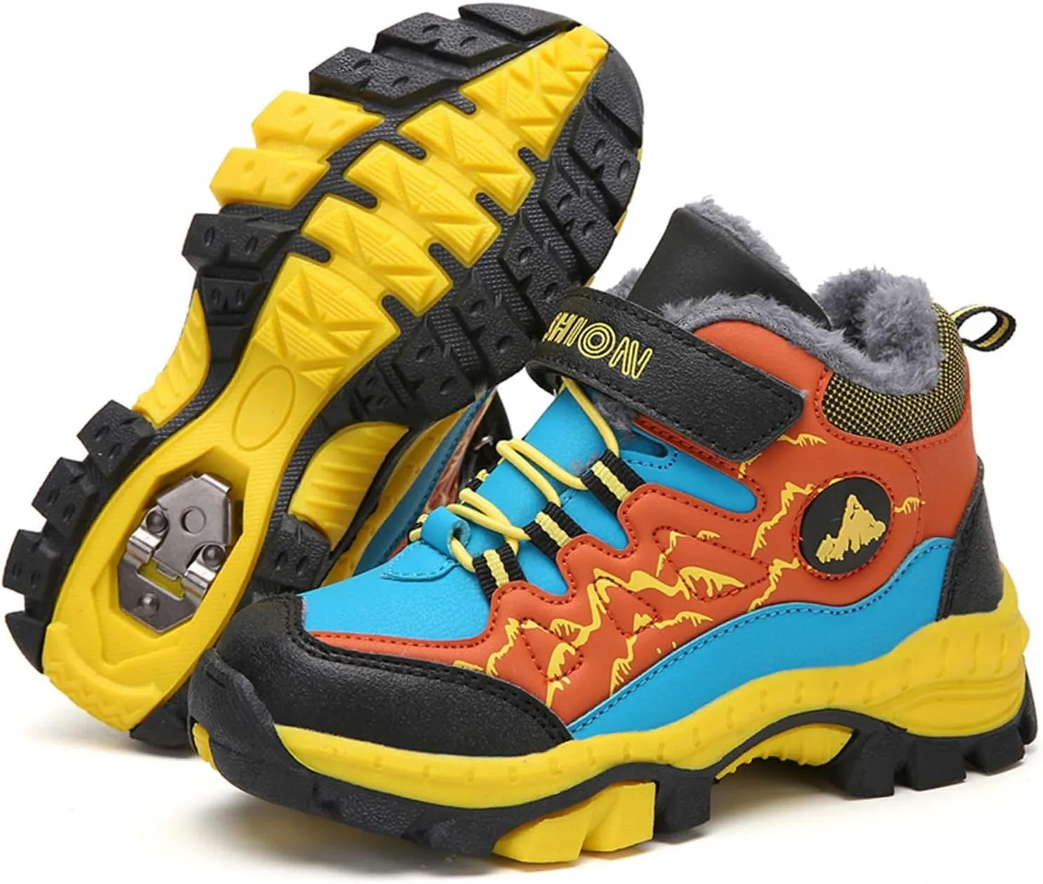 CERYTHRINA Kids Hiking Boots Boys Snow Boots Warm Non Slip Winter Boots Outdoor Camping Shoes Snow Sports Shoes