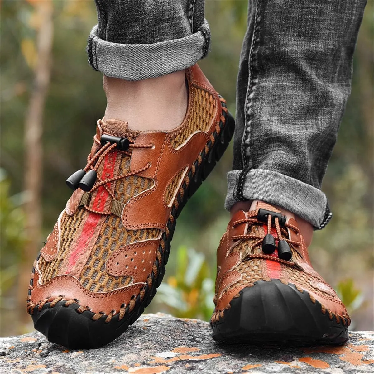 CHICLOVEY Men's Breathable Athletic Trekking Sneakers Closed Toe Outdoor Sport Shoes