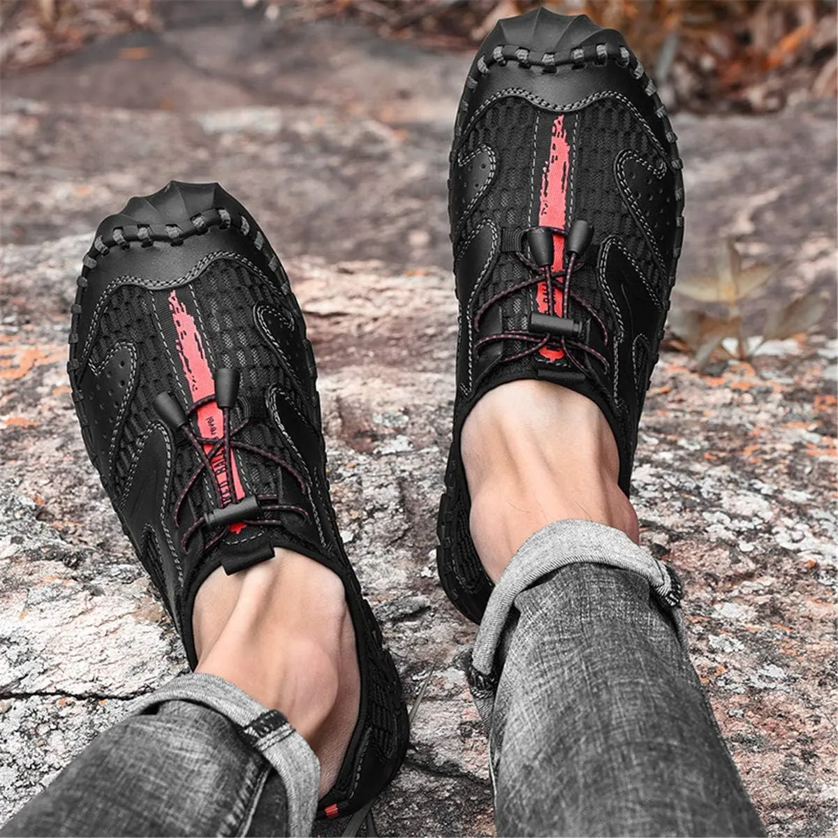 CHICLOVEY Men's Breathable Athletic Trekking Sneakers Closed Toe Outdoor Sport Shoes