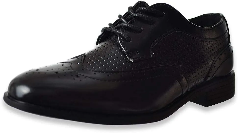 Collection Boys' Wingtip Dress Shoes (Sizes 5-10) - black, 2 youth