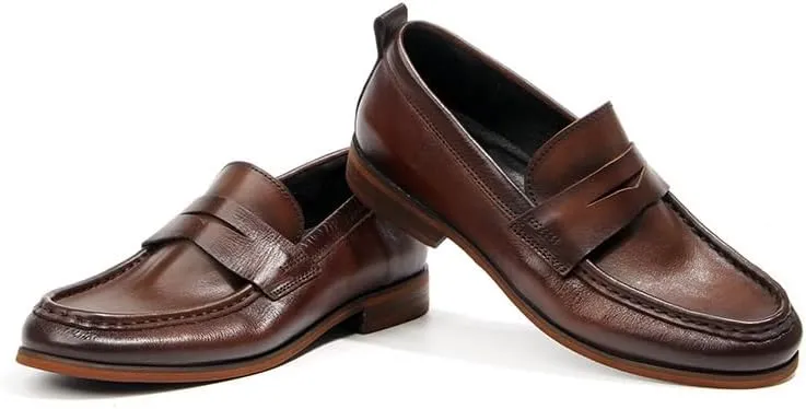 Dress Oxford for Men Slip On Retro Men Loafers Shoes Handmade Genuine Leather Men's Casual Business Leather Shoes Male Party Dress Shoes