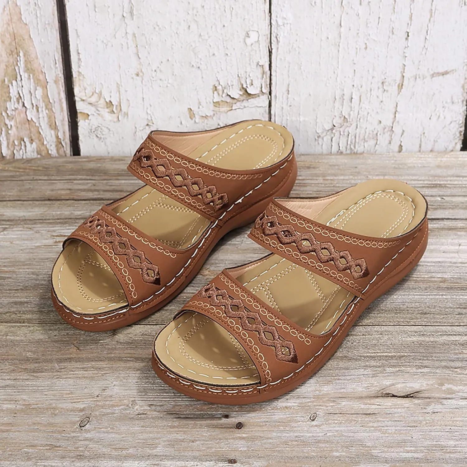 Eduavar Walking Sandals Women Comfort, Womens Sandals Comfortable Slip On Sandals Open Toe Slip On Walking Sandals Shoes