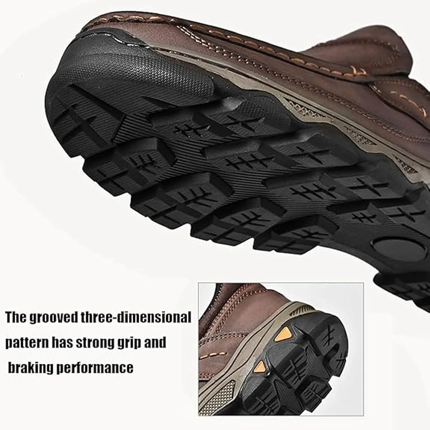 Enjerr Orthopedic Shoes Men, Men's Slip-On Orthopedic Hands-Free Genuine Leather Slip on Loafers, Enjerr Hiking Shoes