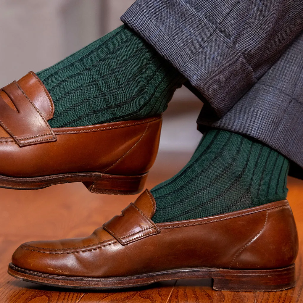 Forest Green Cotton Over the Calf Dress Socks