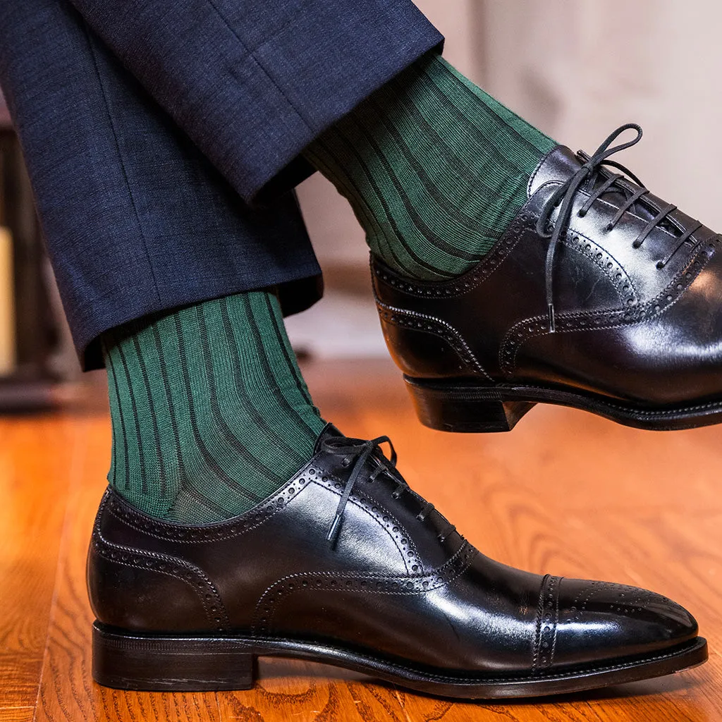 Forest Green Cotton Over the Calf Dress Socks