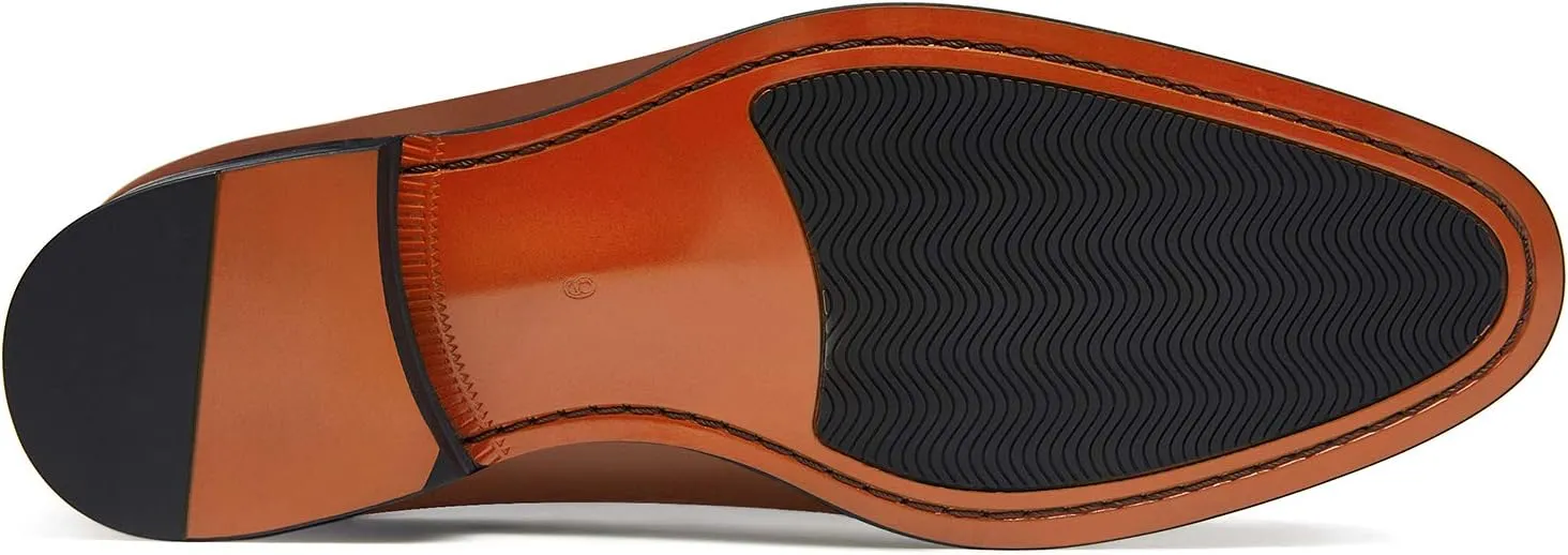 FRASOICUS Men s Dress Shoes Genuine Leather Monk Strap Wingtip Formal Shoes Slip-On Loafer
