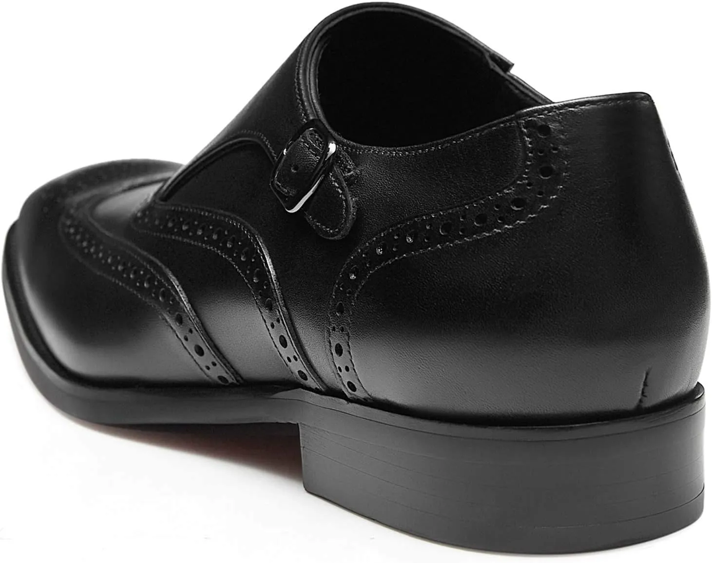 FRASOICUS Men s Dress Shoes Genuine Leather Monk Strap Wingtip Formal Shoes Slip-On Loafer