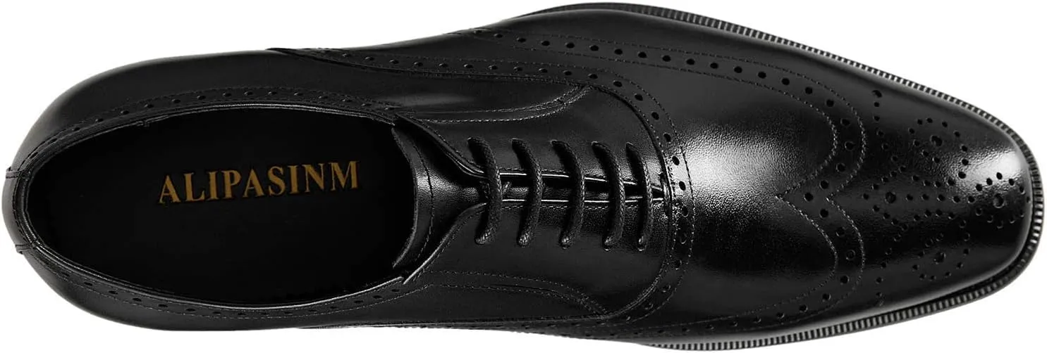 FRASOICUS Men s Dress Shoes Genuine Leather Monk Strap Wingtip Formal Shoes Slip-On Loafer
