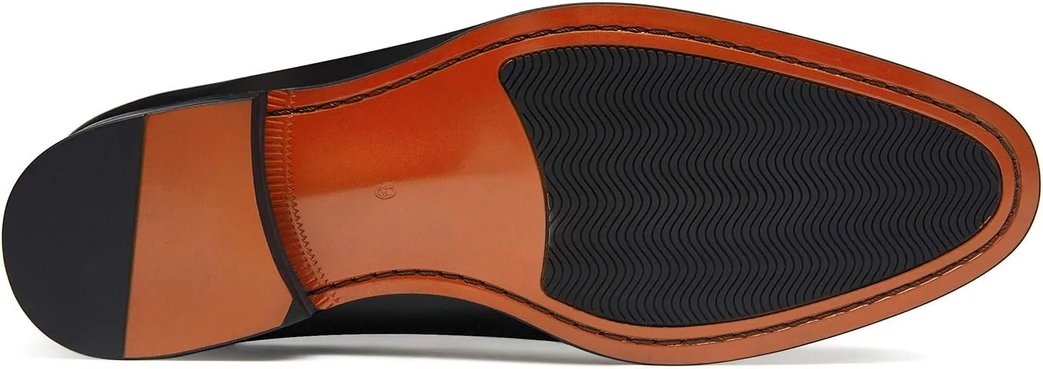 FRASOICUS Men s Dress Shoes Genuine Leather Monk Strap Wingtip Formal Shoes Slip-On Loafer