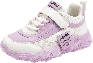 Girls Sneakers,Sneakers for Girls Fashion Athletic Running Sport Sneakers Kids Comfortable Lace Up Mesh Walking Shoes