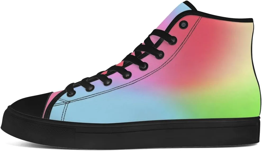 Gradient Shoes Womens Mens Rainbow High Top Canvas Sneakers Lace Up Casual Walking Shoes Gifts for Men Women