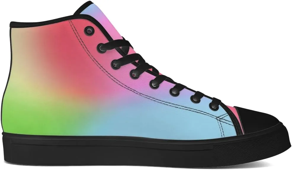 Gradient Shoes Womens Mens Rainbow High Top Canvas Sneakers Lace Up Casual Walking Shoes Gifts for Men Women