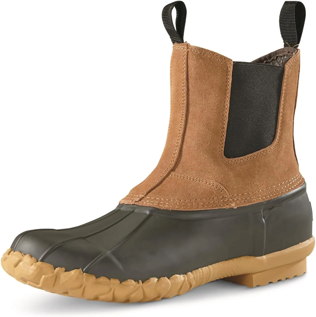 Guide Gear Mens Pull On Insulated Leather Duck Boots Waterproof Rain Shoes, 400 Gram