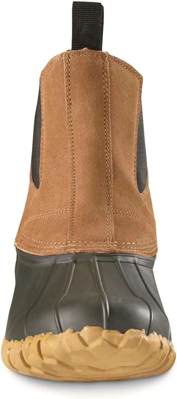 Guide Gear Mens Pull On Insulated Leather Duck Boots Waterproof Rain Shoes, 400 Gram