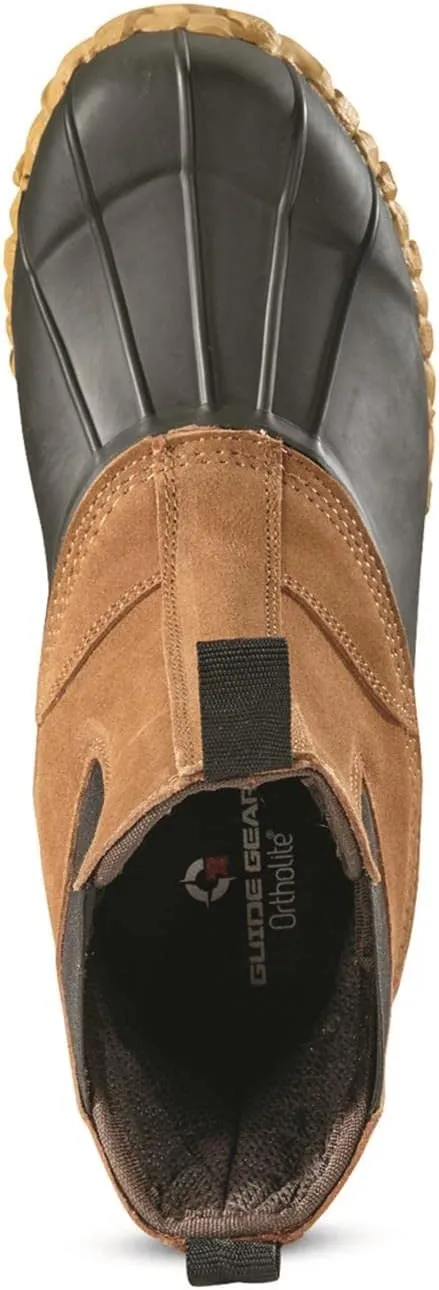 Guide Gear Mens Pull On Insulated Leather Duck Boots Waterproof Rain Shoes, 400 Gram