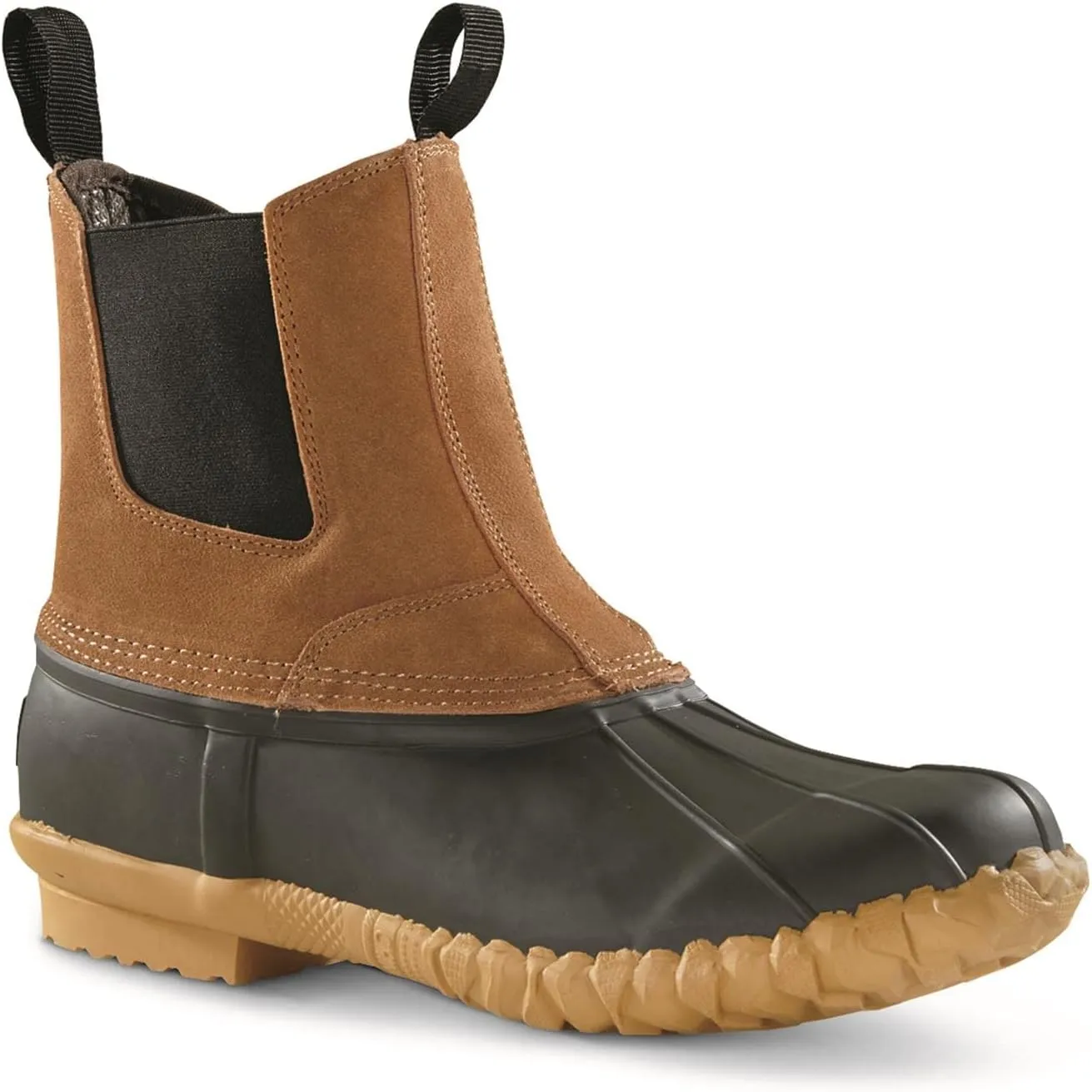 Guide Gear Mens Pull On Insulated Leather Duck Boots Waterproof Rain Shoes, 400 Gram
