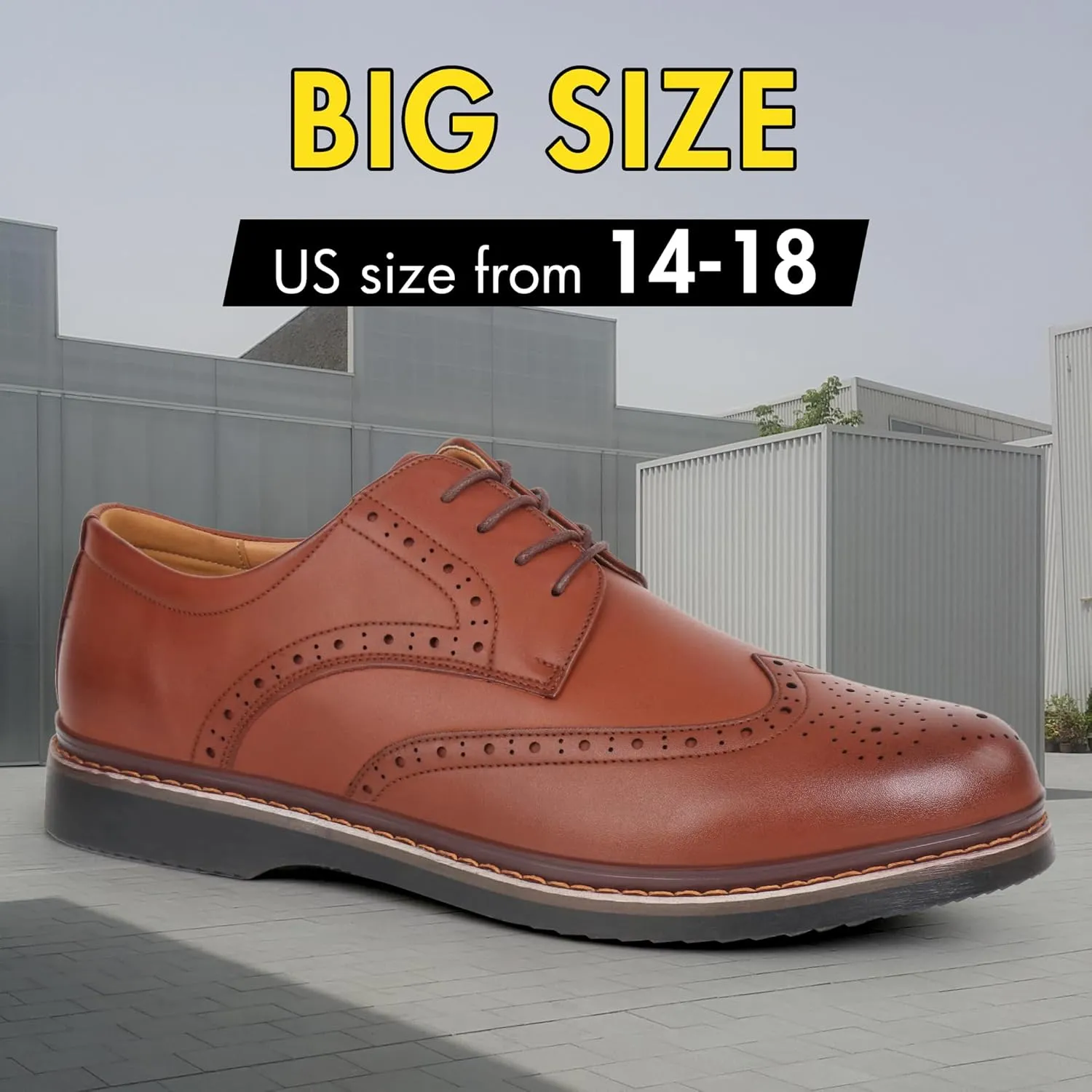 Hawkwell Men's Plus Size Wingtip Brogue Oxfords Dress Shoes US Size 13 14 15 16 17