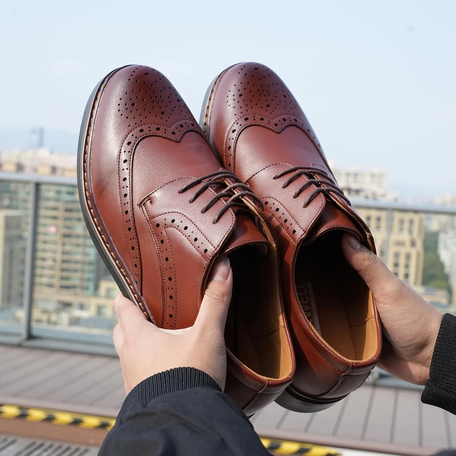 Hawkwell Men's Plus Size Wingtip Brogue Oxfords Dress Shoes US Size 13 14 15 16 17