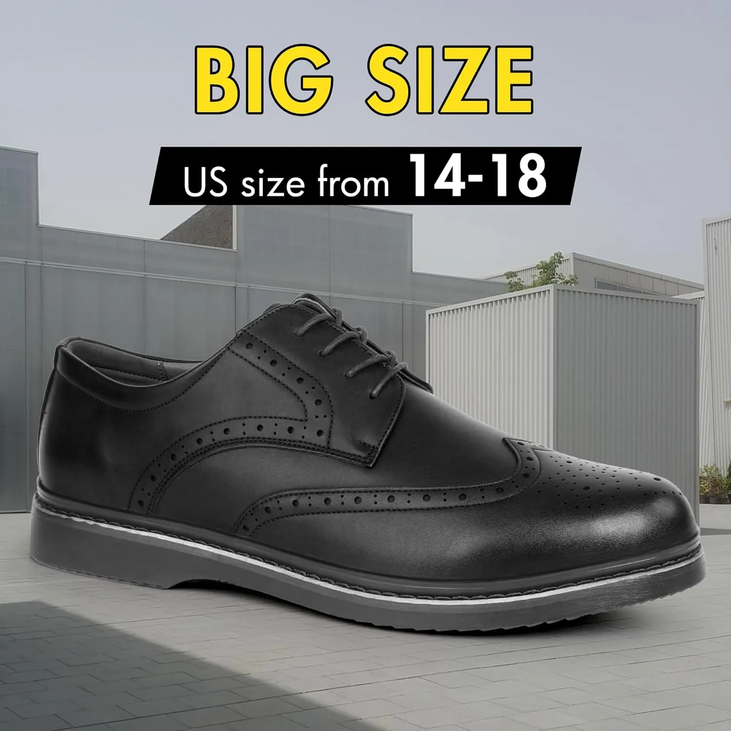 Hawkwell Men's Plus Size Wingtip Brogue Oxfords Dress Shoes US Size 13 14 15 16 17