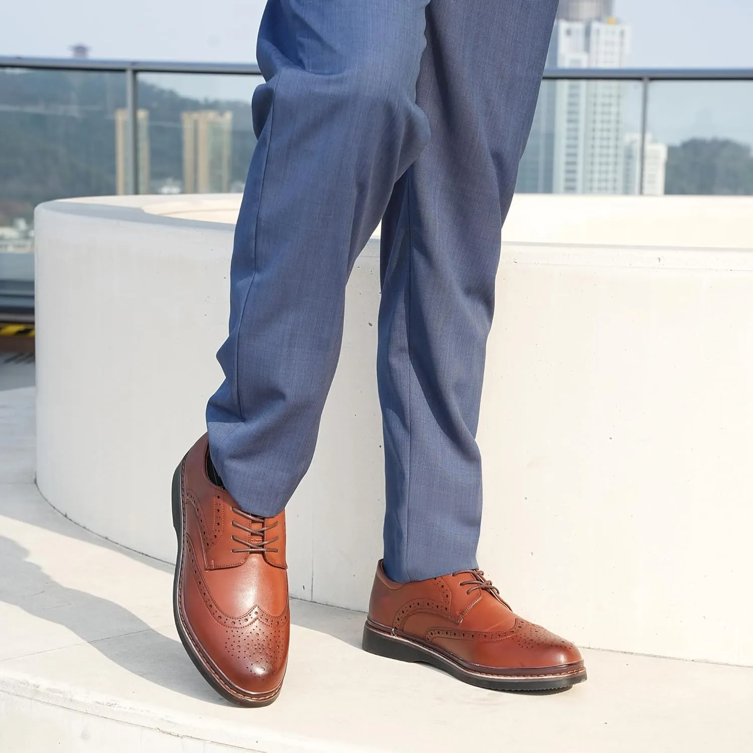 Hawkwell Men's Plus Size Wingtip Brogue Oxfords Dress Shoes US Size 13 14 15 16 17